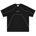 Y2K Striped Suede Oversized T-Shirt — styling shot