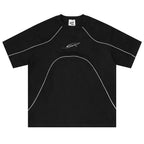 Y2K Striped Suede Oversized T-Shirt — styling shot