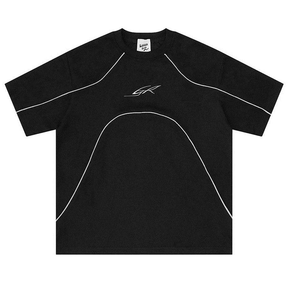 Y2K Striped Suede Oversized T-Shirt — styling shot