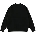 Black Patchwork Knit Loose Sweater — detail shot