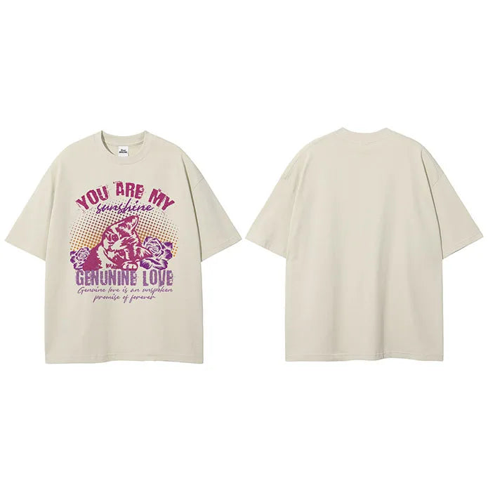 Y2K Beige Graphic T-Shirt — side view