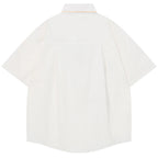 Cartoon Embroidered Oversized Shirt — front view