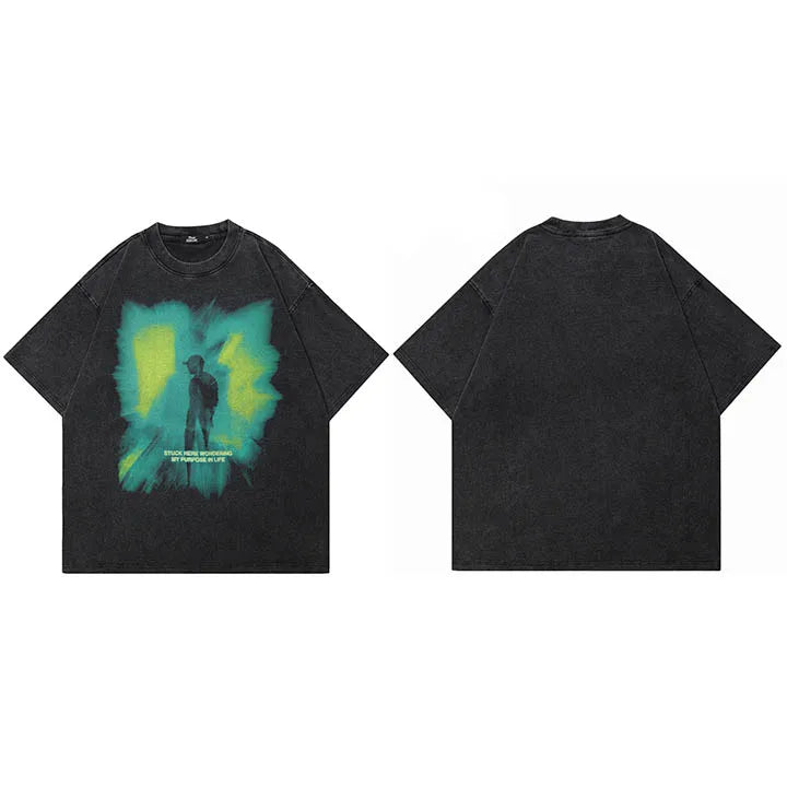 Washed Retro Green Graphic Oversized T-Shirt — styling shot