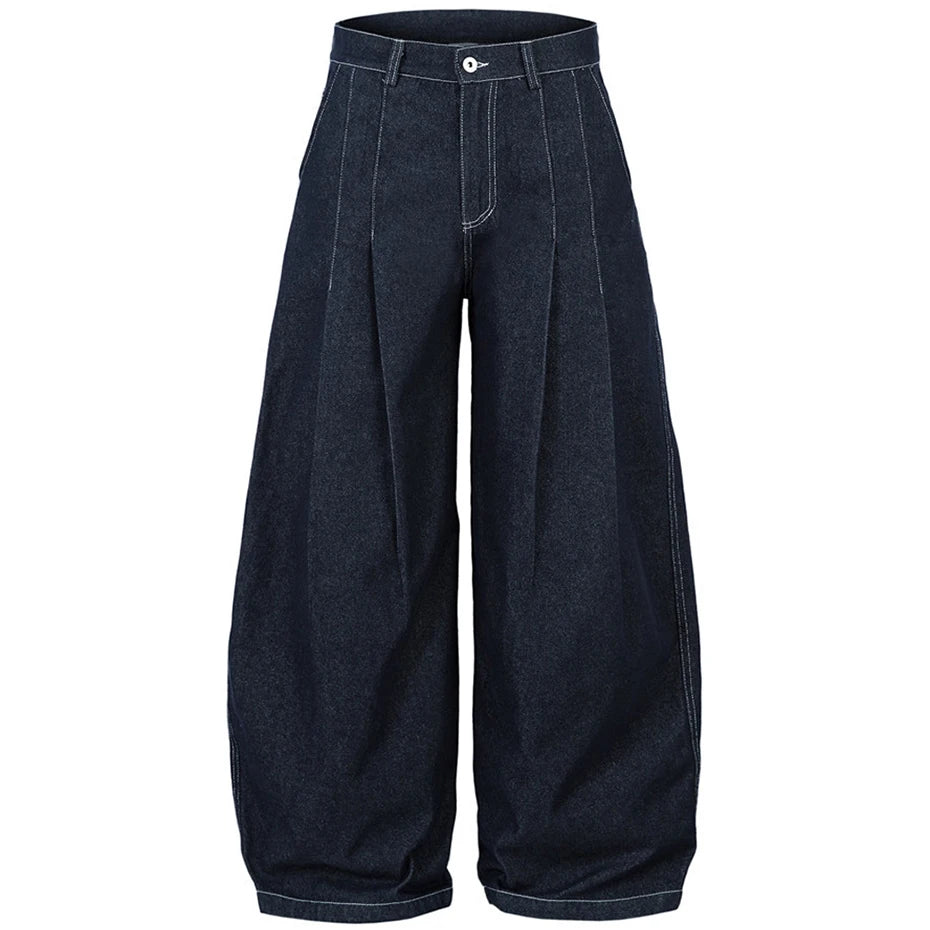 Pleated Denim Baggy Jeans — styling shot