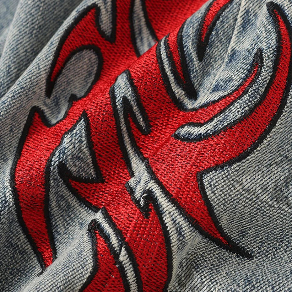 Y2K Embroidered Denim Baggy Jeans — fit shot