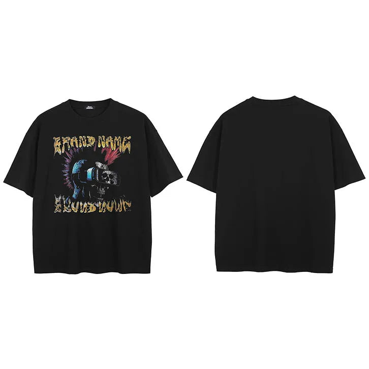 Vintage Black Skull Faded T-Shirt — styling shot