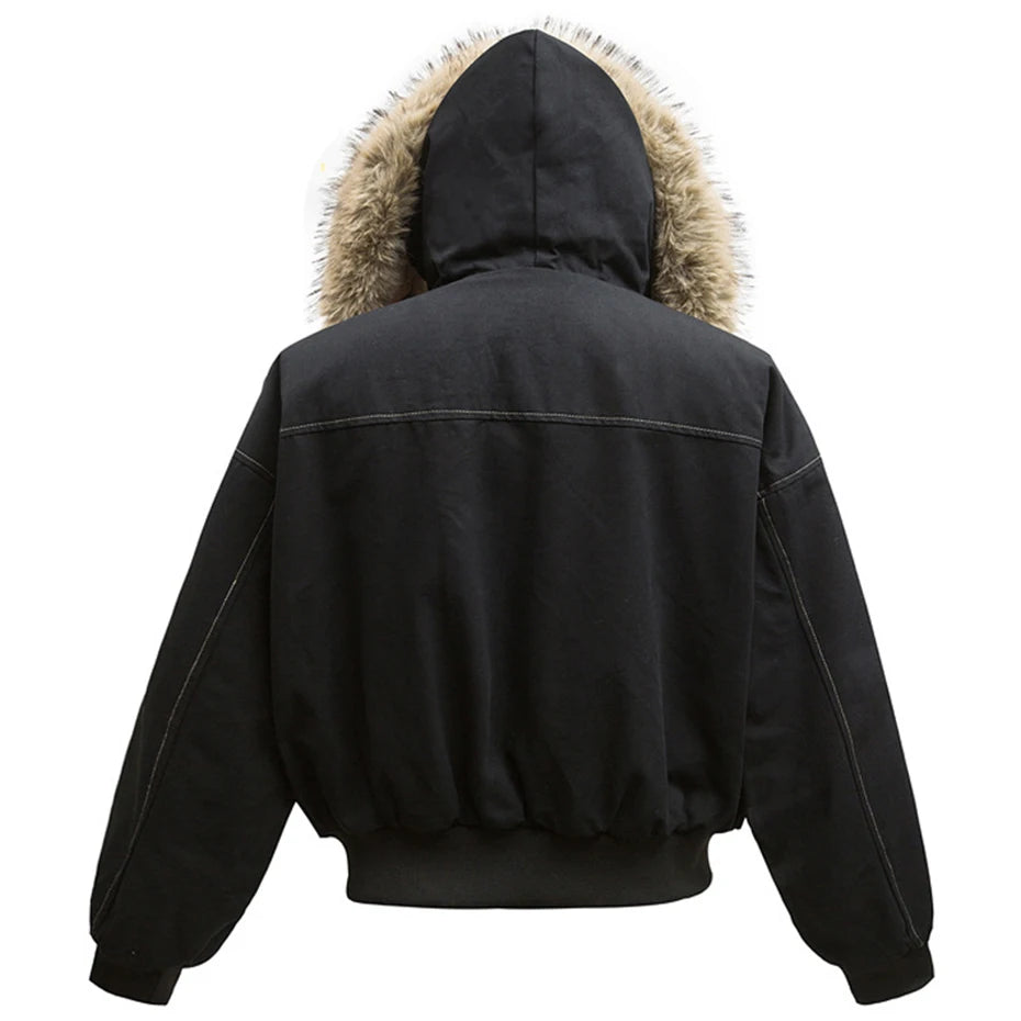 Vintage Padded Fur Puffer Jacket — front view