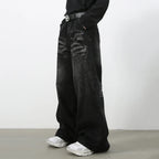 Vintage Patchwork Denim Baggy Jeans — front view