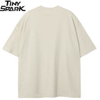 Y2K Beige Graffiti Skull Graphic T-Shirt — detail shot