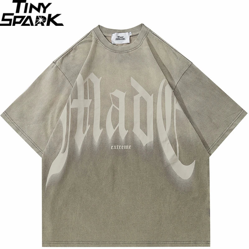 Gradient Letter Graphic Oversized T-Shirt — fit shot