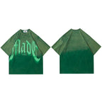 Gradient Letter Graphic Oversized T-Shirt — flat lay