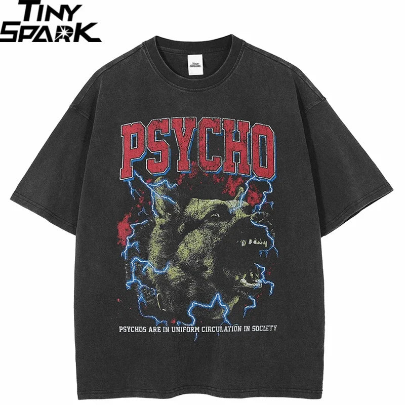 Wolf Lightning Washed T-Shirt — front view