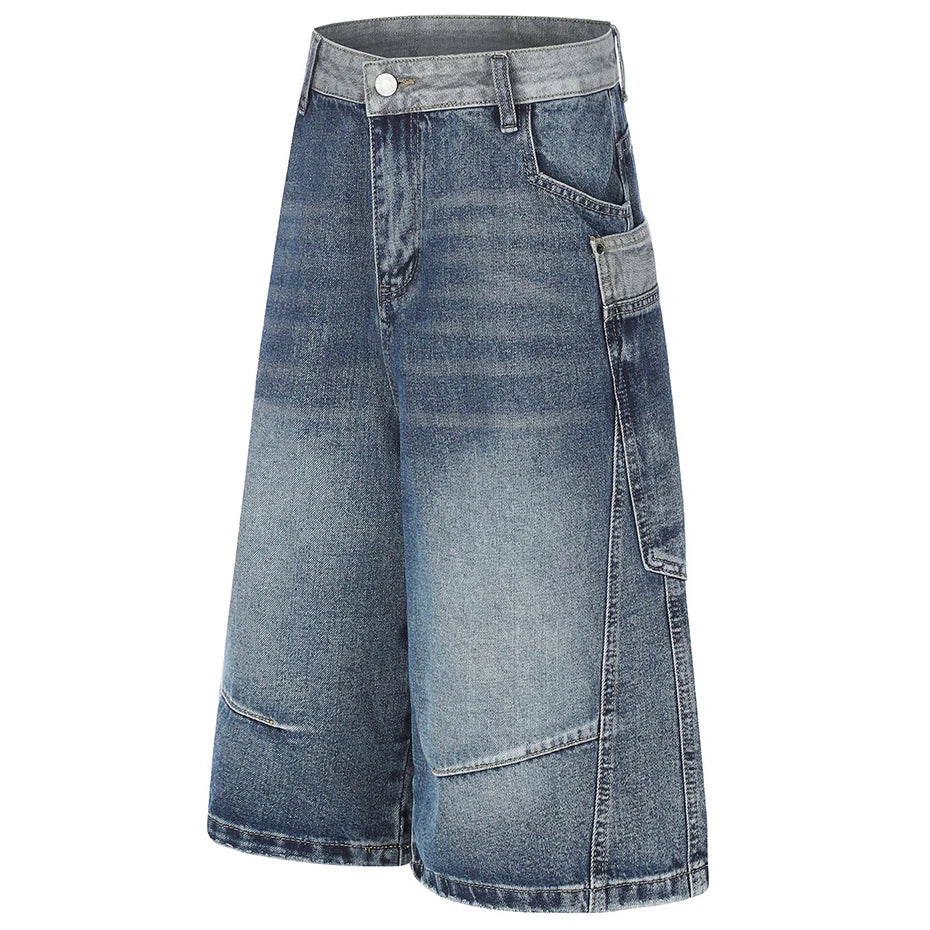 Leg Vintage Loose Denim Shorts — front view