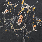 Graphic Vintage Black Doberman Dog Washed T-Shirt — back view