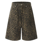 Vintage Leopard Loose Denim Shorts — styling shot