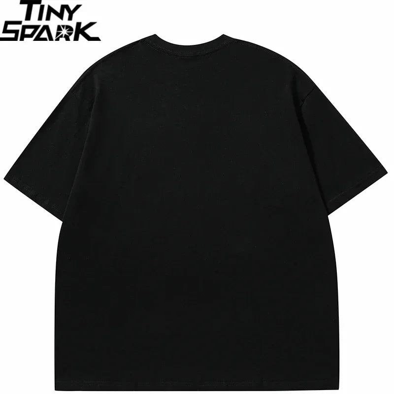 Y2K Black Anime Cartoon Graphic T-Shirt — back view