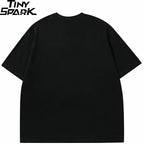 Y2K Black Anime Cartoon Graphic T-Shirt — back view