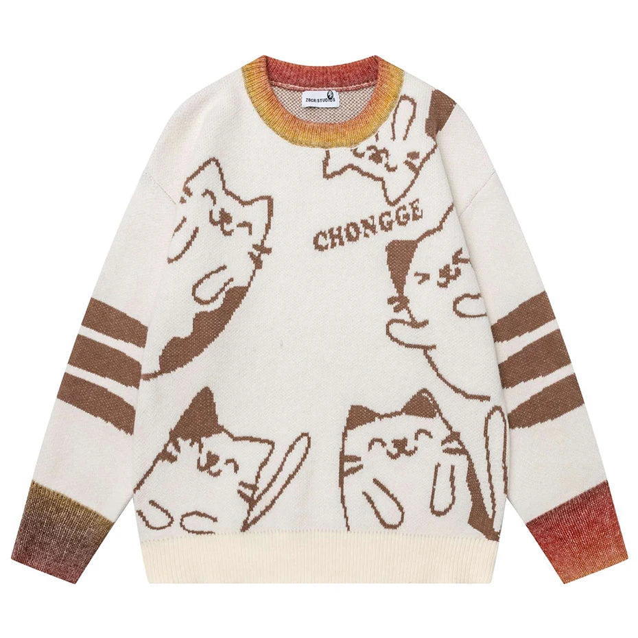 Vintage Y2K Cat Knit Oversized Sweater — styling shot
