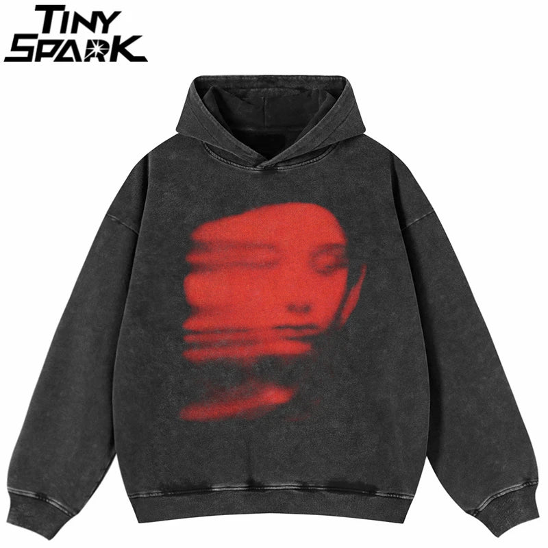 Retro Black Shadow Graphic Hoodie — detail shot