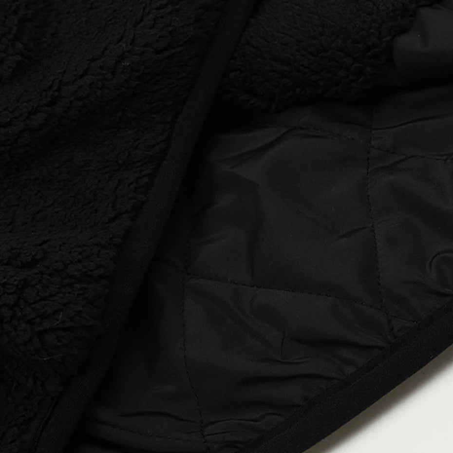 Skull Skeleton Embroidered Fleece Coat — fabric close-up