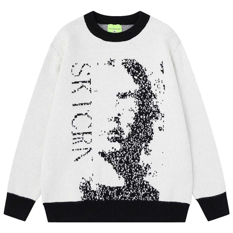 Y2K Vintage Knit Oversized Sweater — back view