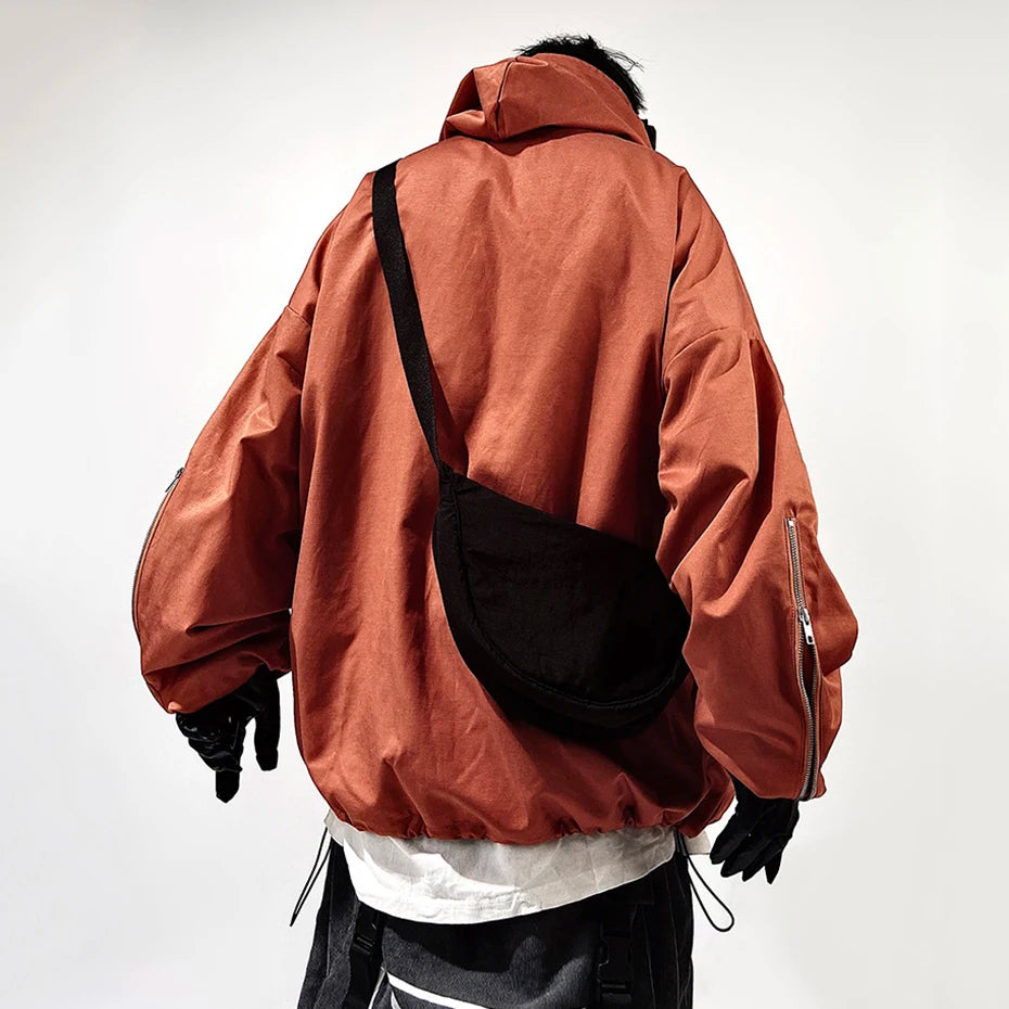 Techwear Car Hooded Oversized Coat — back view