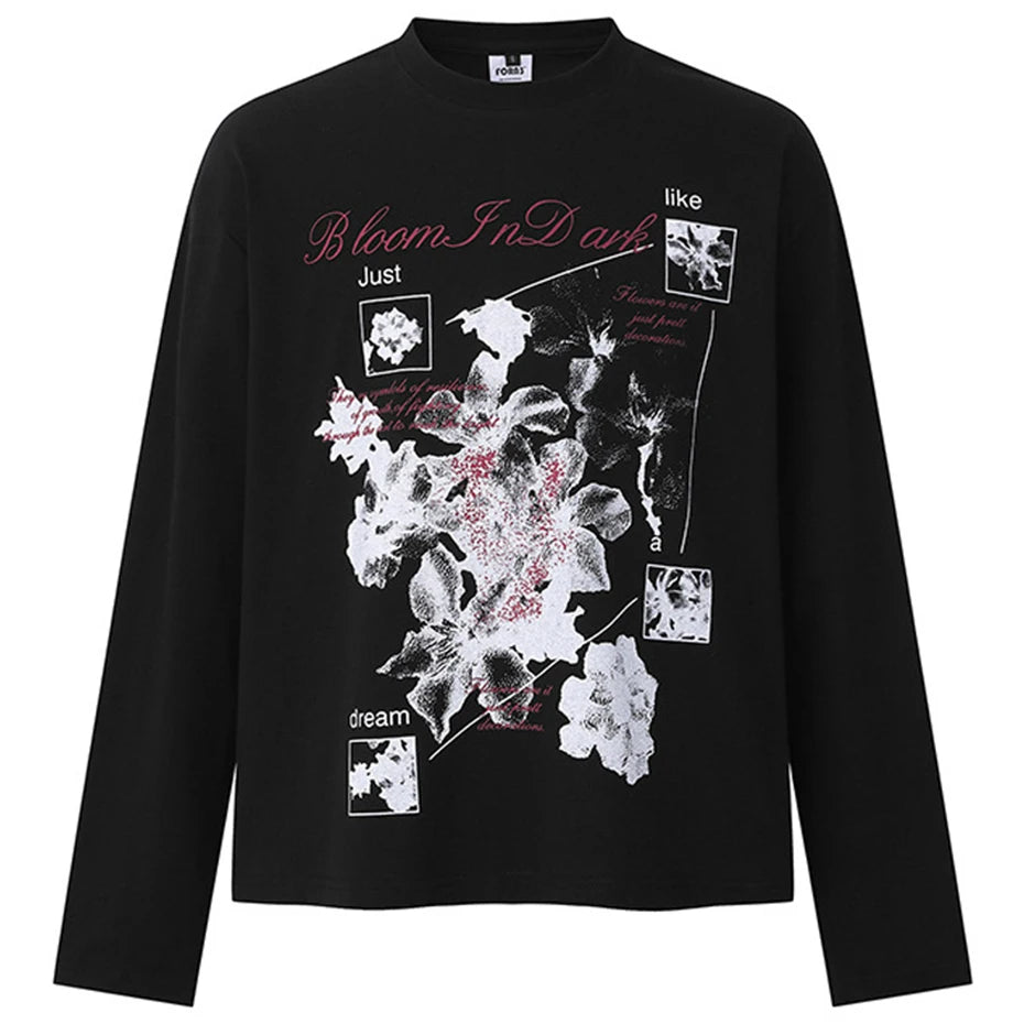 Y2K Flower Graphic Oversized Long Sleeve Tee — styling shot