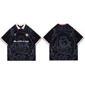 Retro Graphic Oversized Polo Shirt — detail shot