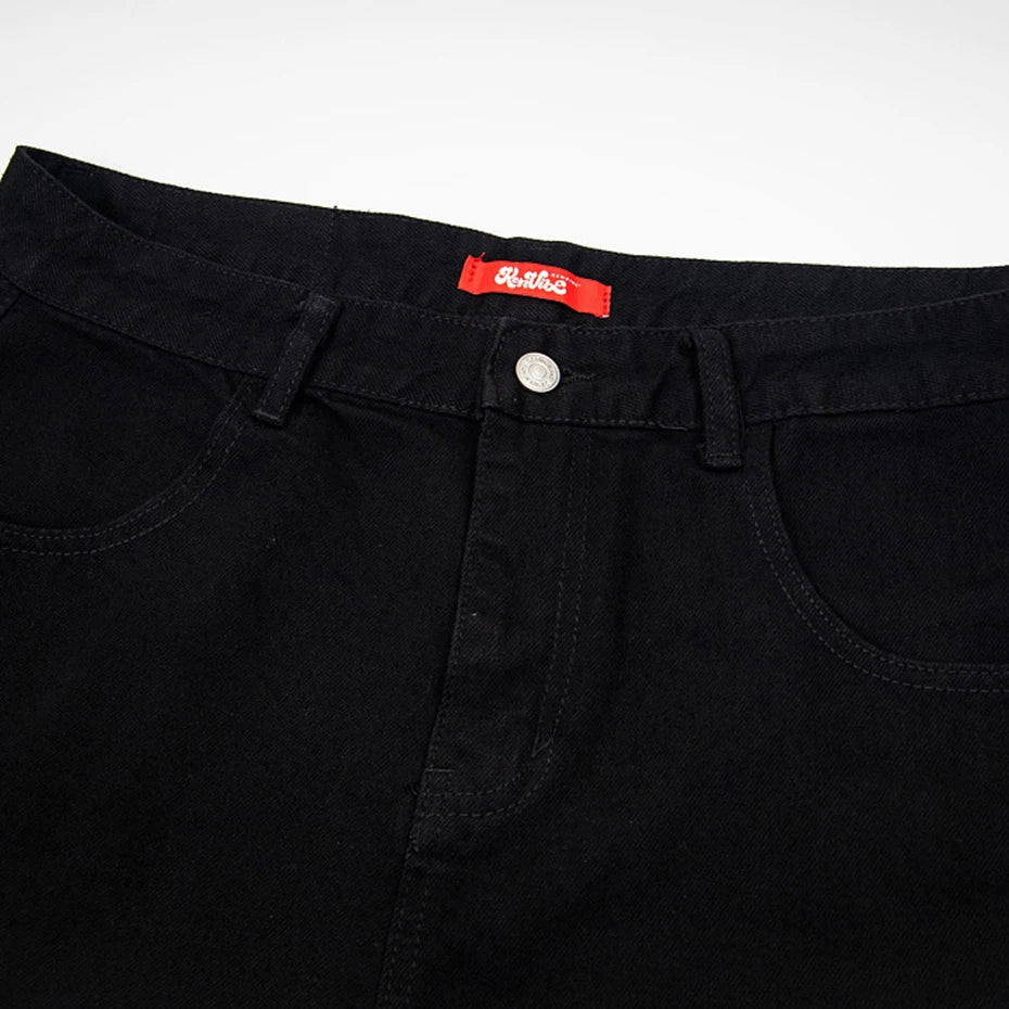 Punk Star Patchwork Denim Baggy Jeans — detail shot