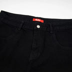 Punk Star Patchwork Denim Baggy Jeans — detail shot