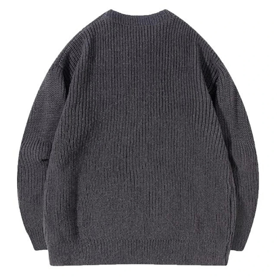 Y2K Black Knit Loose Sweater — front view