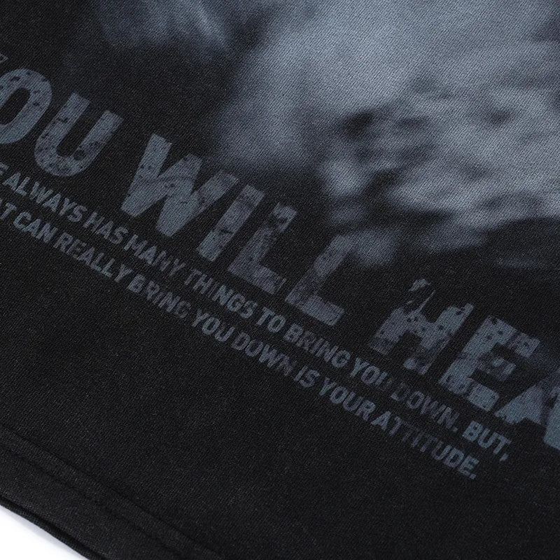 Soulmate Vintage Black Shadow Graphic Oversized T-Shirt — back view