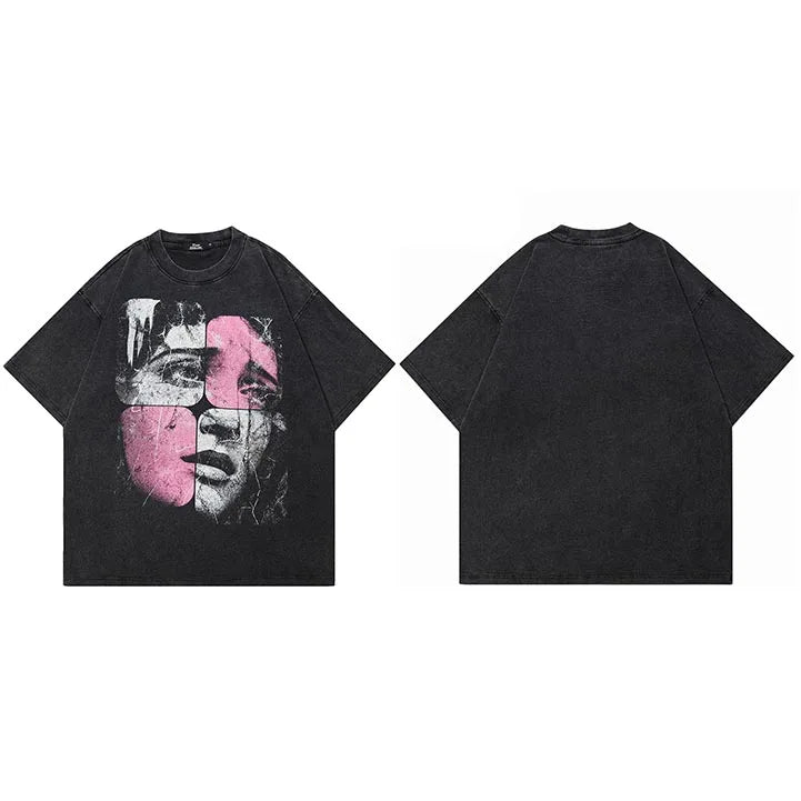 Retro Black Face Washed T-Shirt — side view