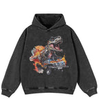 Black Doberman Dog Graphic Hoodie — fit shot