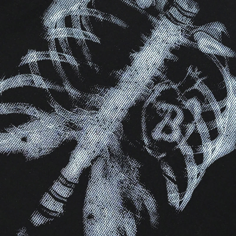 Graphic Black Skeleton Faded T-Shirt — detail shot