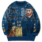 Vintage Graffiti Graphic Knit Oversized Sweater — fit shot