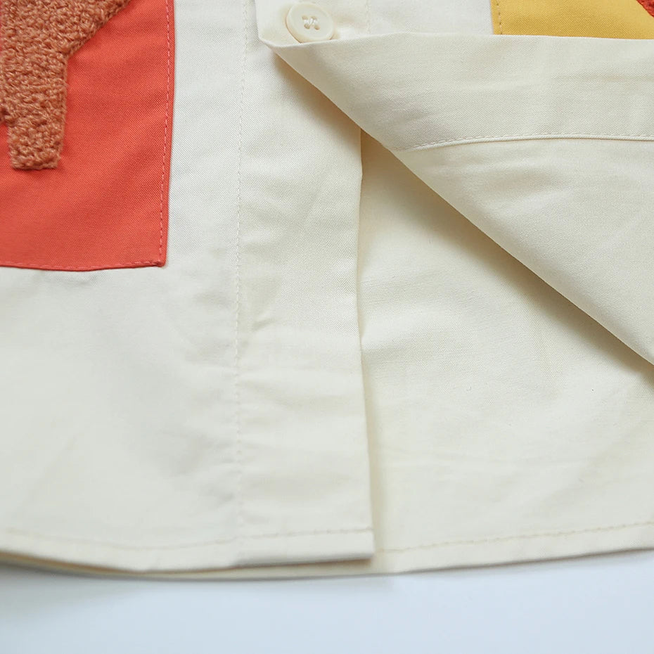 Y2K Color Block Shirt — fabric close-up