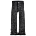 Black Red Denim Flare Jeans — fit shot
