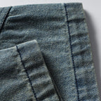 Car Vintage Blue Loose Denim Shorts — fit shot