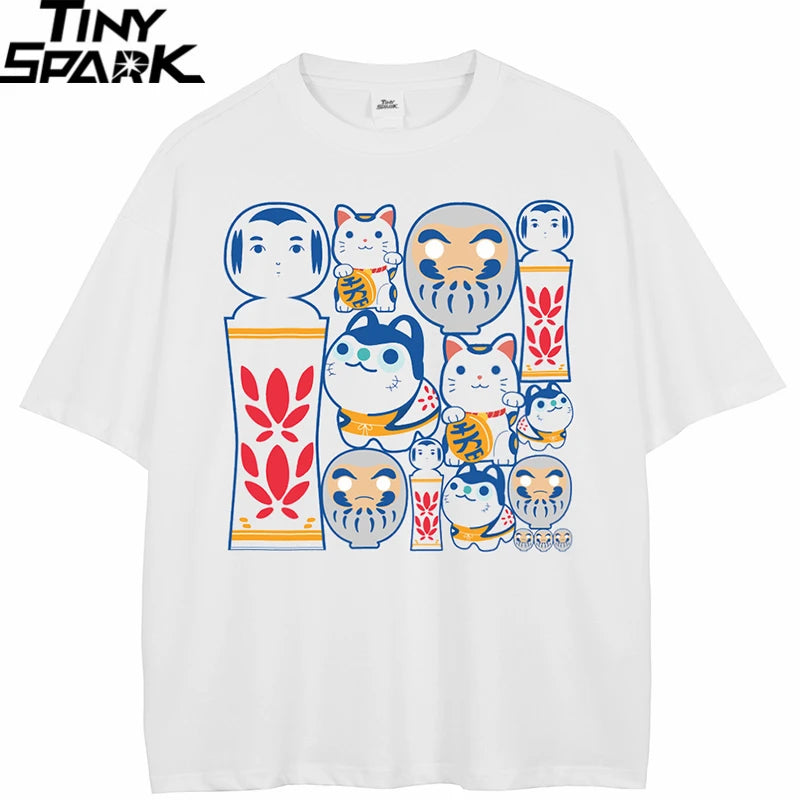 Beige Cat Graphic T-Shirt — front view