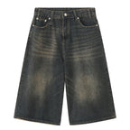 Vintage Wide Leg Denim Shorts — fabric close-up