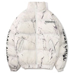 Black Lightning Bear Padded Oversized Puffer Jacket — front view