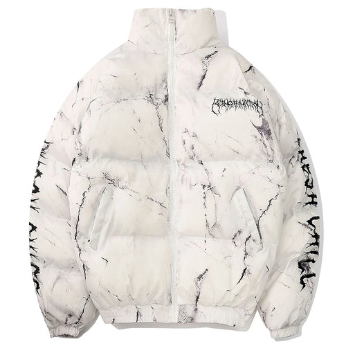 Black Lightning Bear Padded Oversized Puffer Jacket — front view