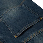 Vintage Blue Patchwork Denim Shorts — detail shot