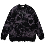 Y2K Vintage Skull Graphic Knit Oversized Sweater — styling shot