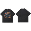 Vintage Black Lightning Eagle Graphic Oversized T-Shirt — side view