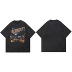 Vintage Black Lightning Eagle Graphic Oversized T-Shirt — side view