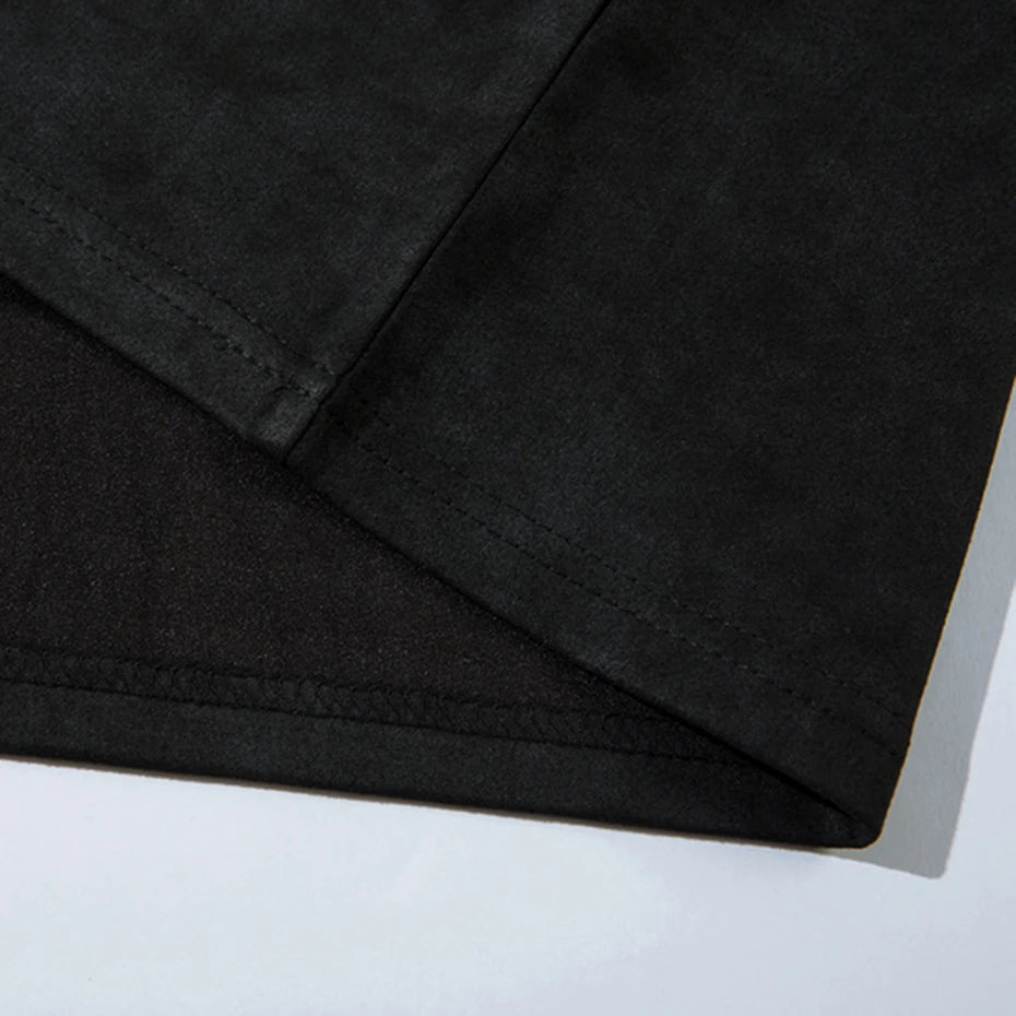 Vintage Graphic Suede Oversized T-Shirt — fabric close-up