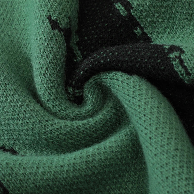 Vintage Letter Ripped Knit Sweater — styling shot