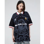 Retro Graphic Oversized Polo Shirt — front view